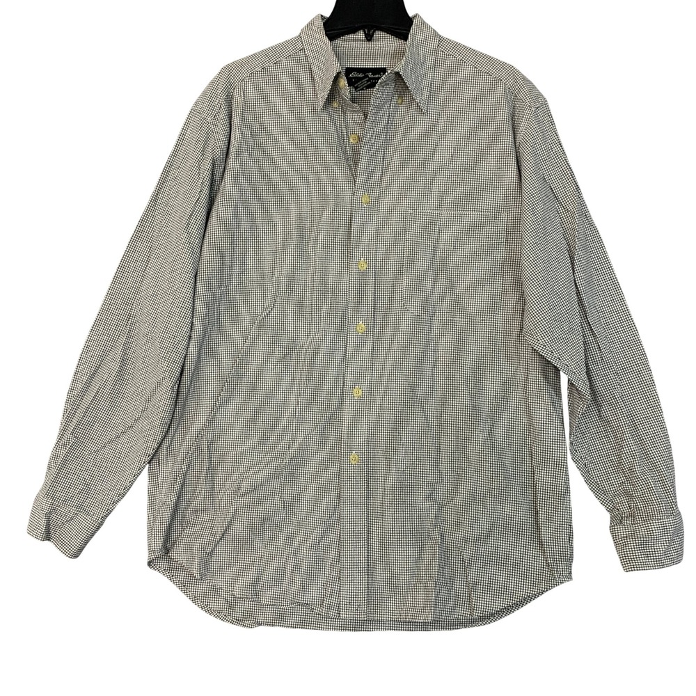 Eddie Bauer Men's M Beige Rugged Button Down Shirt 100% Cotton  Checkered